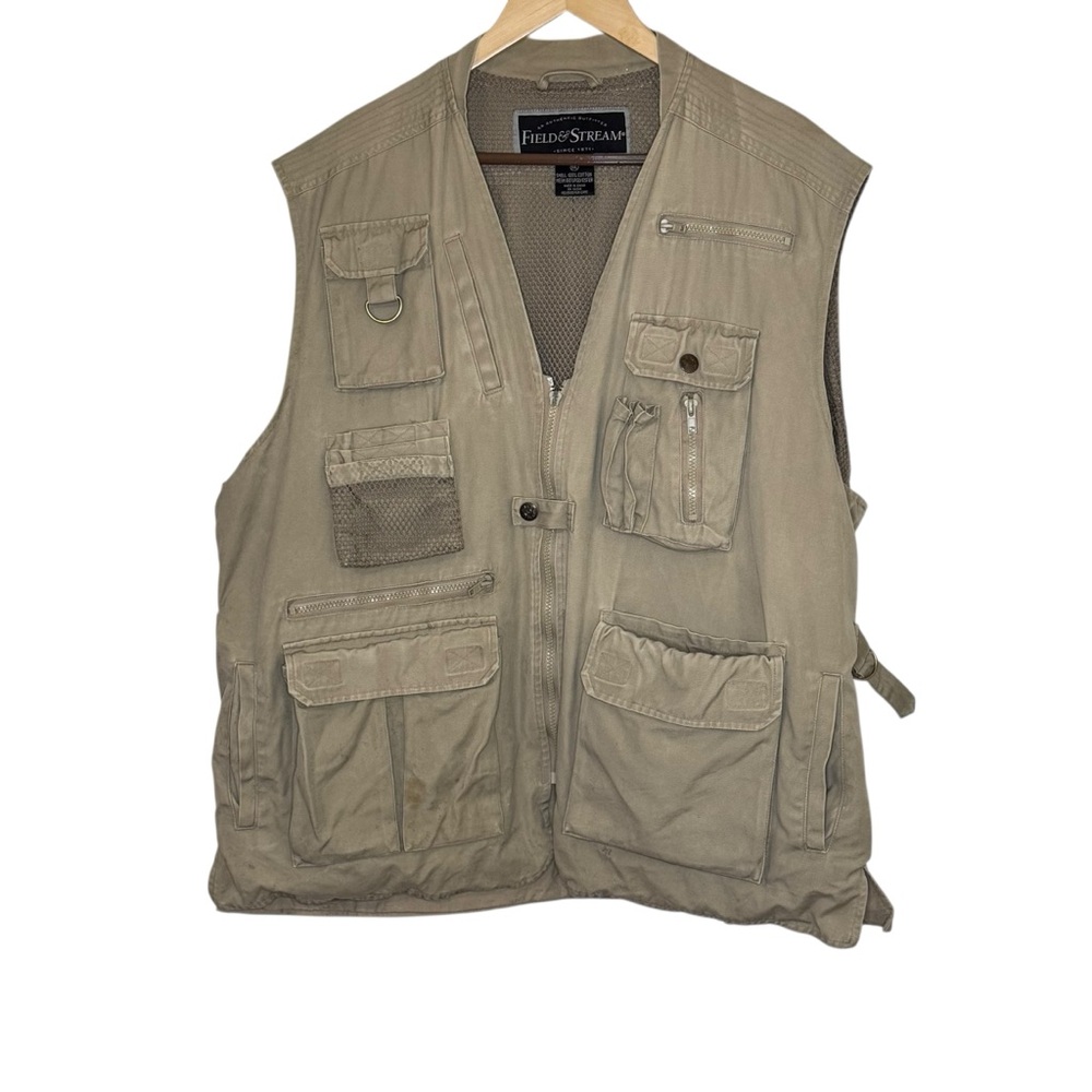 Field & Stream Fishing Vest Men's Multi Pocket Wading Vest Khaki Camping Sz XXL - Picture 1 of 9